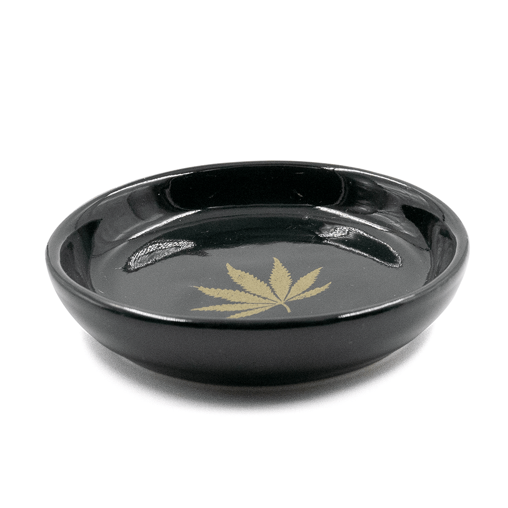 CERAMIC BOWL - WEED LEAF BLACK 10CM The Bong Shop