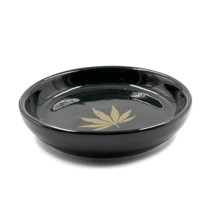 CERAMIC BOWL - WEED LEAF BLACK 10CM The Bong Shop