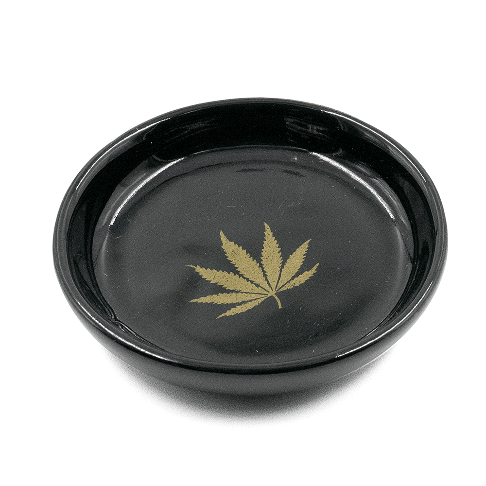 CERAMIC BOWL - WEED LEAF BLACK 10CM The Bong Shop