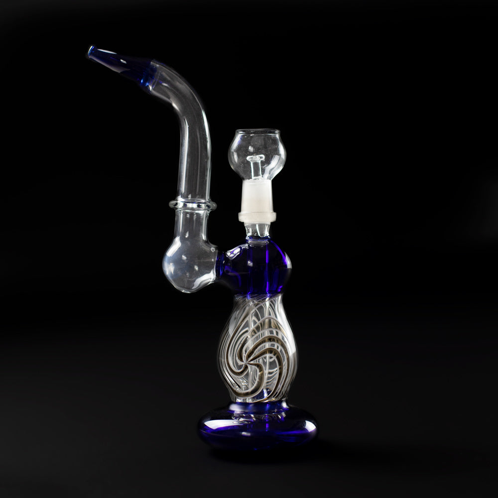 25 CM DAB RIG & HERB BONG - BLUE WITH BLACK & WHITE The Bong Shop