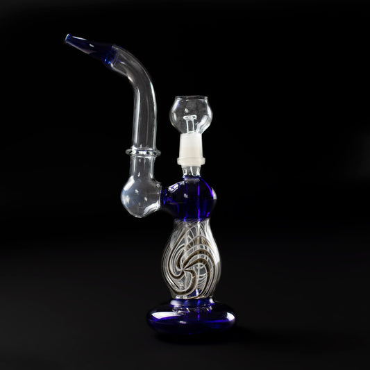 25 CM DAB RIG & HERB BONG - BLUE WITH BLACK & WHITE The Bong Shop