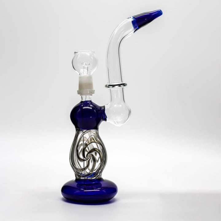 25 CM DAB RIG & HERB BONG - BLUE WITH BLACK & WHITE The Bong Shop