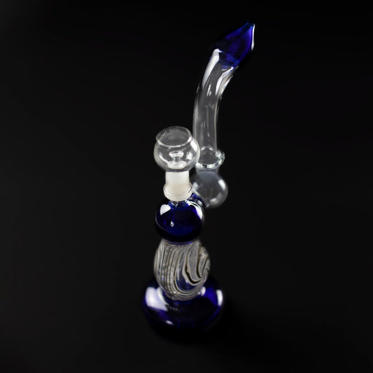 25 CM DAB RIG & HERB BONG - BLUE WITH BLACK & WHITE The Bong Shop