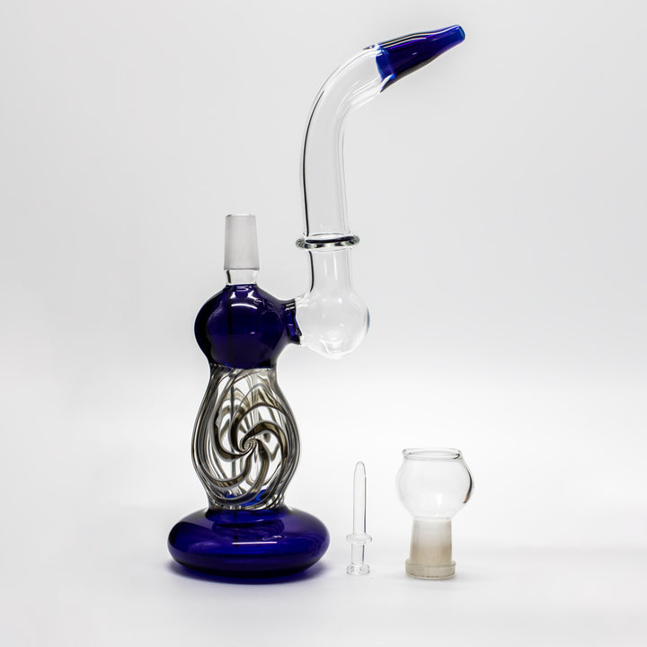 25 CM DAB RIG & HERB BONG - BLUE WITH BLACK & WHITE The Bong Shop