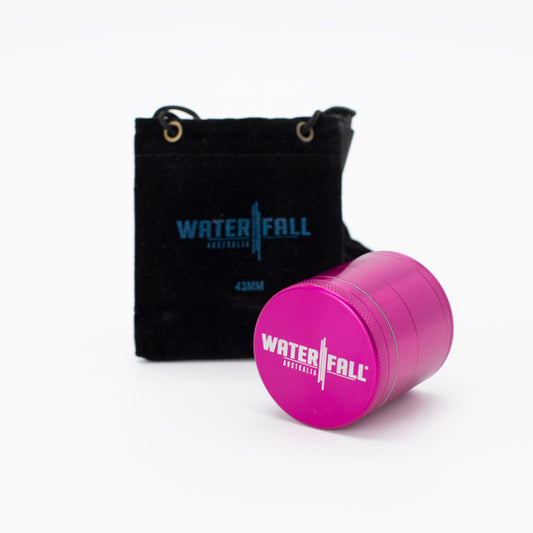 Four-Part Aluminium Grinder with Removable Screen - Gloss Pink (43mm) Waterfall