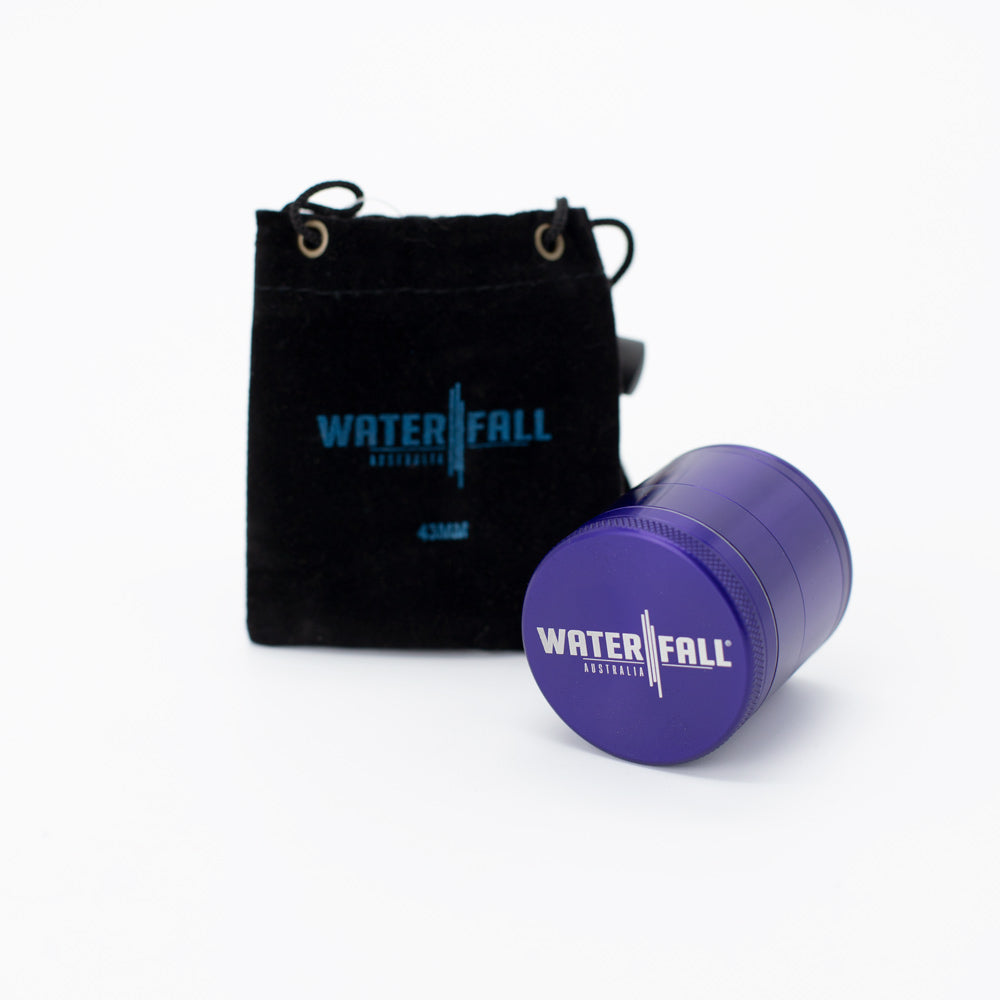 Four-Part Aluminium Grinder with Removable Screen - Gloss Blue (43mm) Waterfall