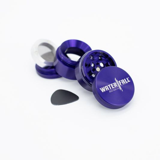 Four-Part Aluminium Grinder with Removable Screen - Gloss Blue (43mm) Waterfall