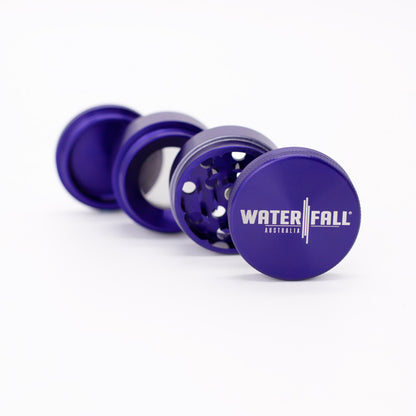 Four-Part Aluminium Grinder with Removable Screen - Gloss Blue (43mm) Waterfall