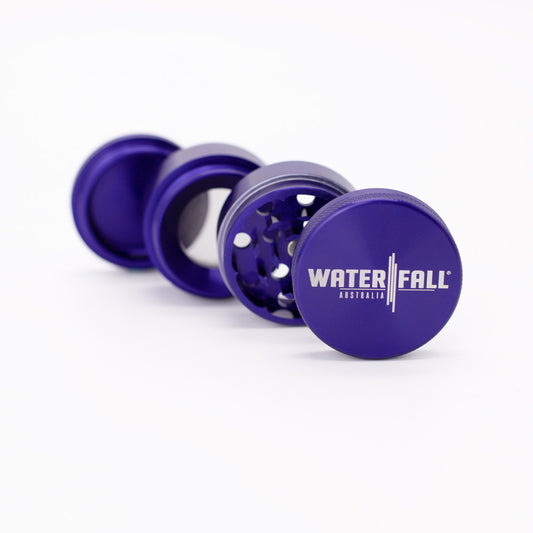 Four-Part Aluminium Grinder with Removable Screen - Gloss Blue (43mm) Waterfall