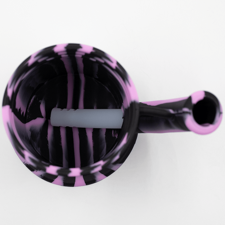 Bent Short Stack Silicone Bong - Black & Purple Planet X