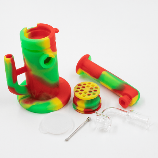 Steel Dab Silicone Bong - Rasta Planet X