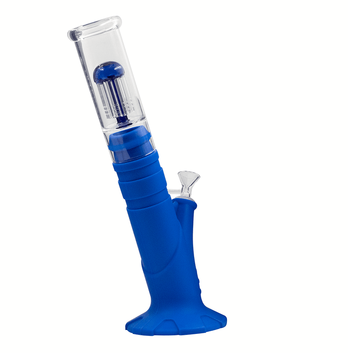 Glass Perc Top Silicone Bong - Blue Planet X