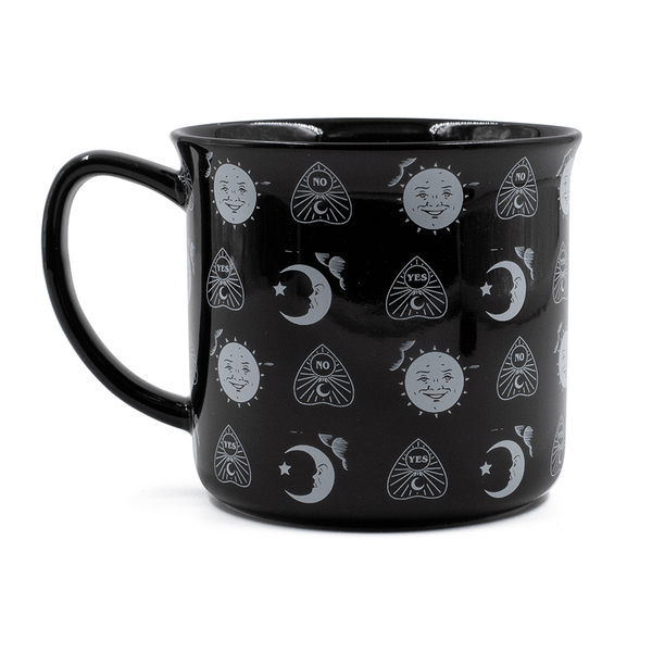 Ouija Pattern Black Mug Wake 'n' Bake