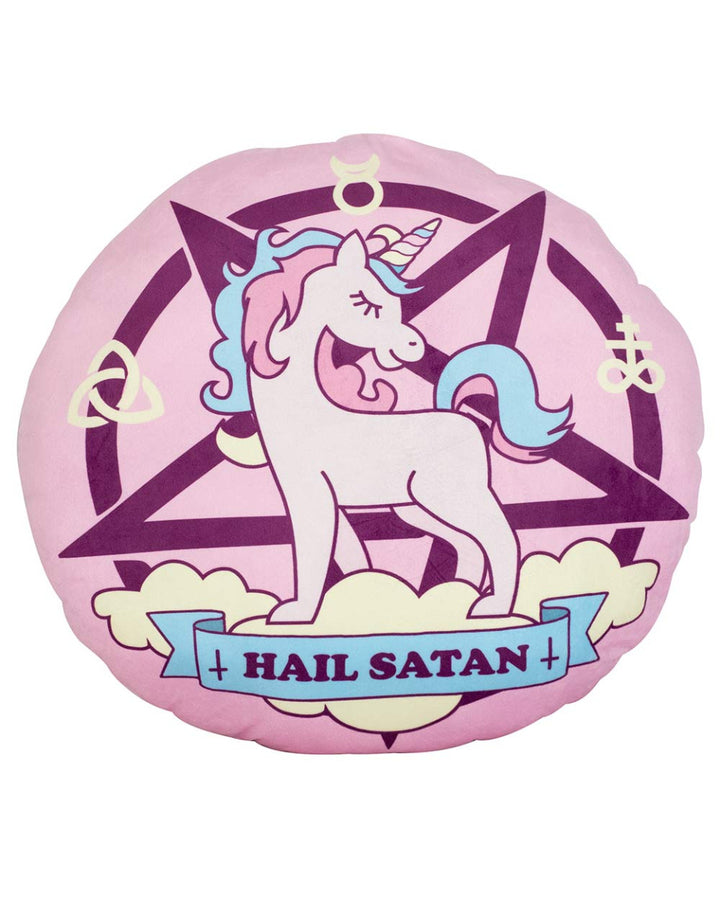 PILLOW - HAIL SATAN UNICORN ROUND 60cm WAKE N BAKE Wake 'n' Bake