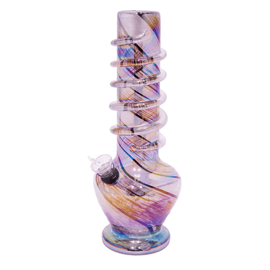 GLASS BONG- LUNAR TWIST 26.5cm METALIC BLUE/WHITE S/GLASS Planet X
