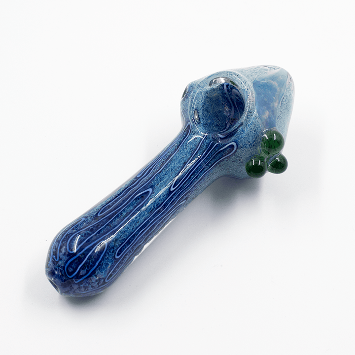 GLASS PIPE-SEA MUSHROOM WHITE/BLUE MIX #19 The Bong Shop