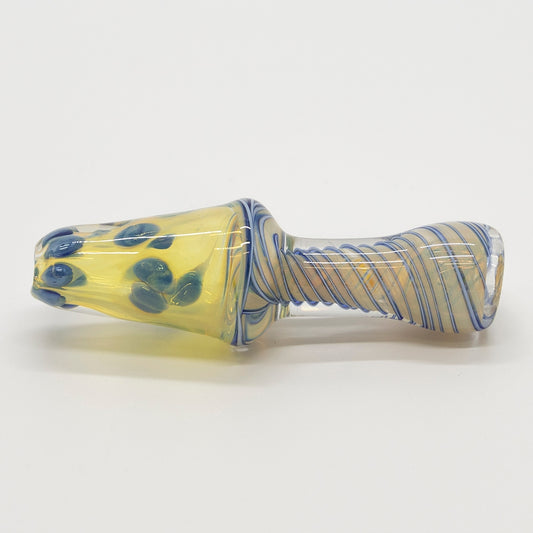 GLASS PIPE- MUSHROOM PALE BLUE SWIRLS DOTS TOP #26 The Bong Shop