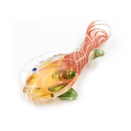 GLASS PIPE- ORANGE FISH W/DORSAL FIN #32 The Bong Shop