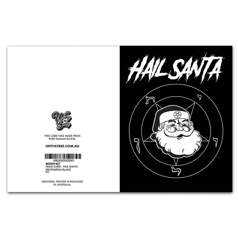 WAKE 'N' BAKE | HAIL SANTA PENTAGRAM XMAS GREETING CARD Wake 'n' Bake