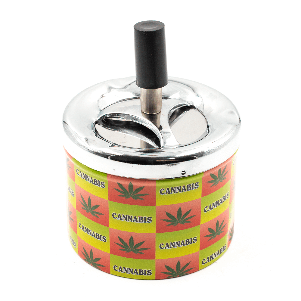 ASHTRAY - LEAF YELLOW/RED SPINNING TRAY 9.3CM The Bong Shop