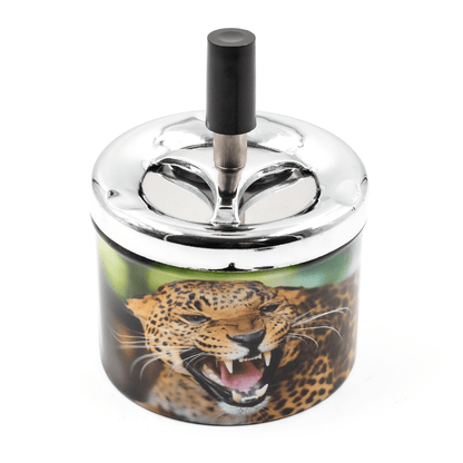 PUSH SPIN ASHTRAY - LEOPARD ATTACK The Bong Shop