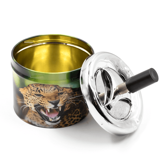 PUSH SPIN ASHTRAY - LEOPARD ATTACK The Bong Shop