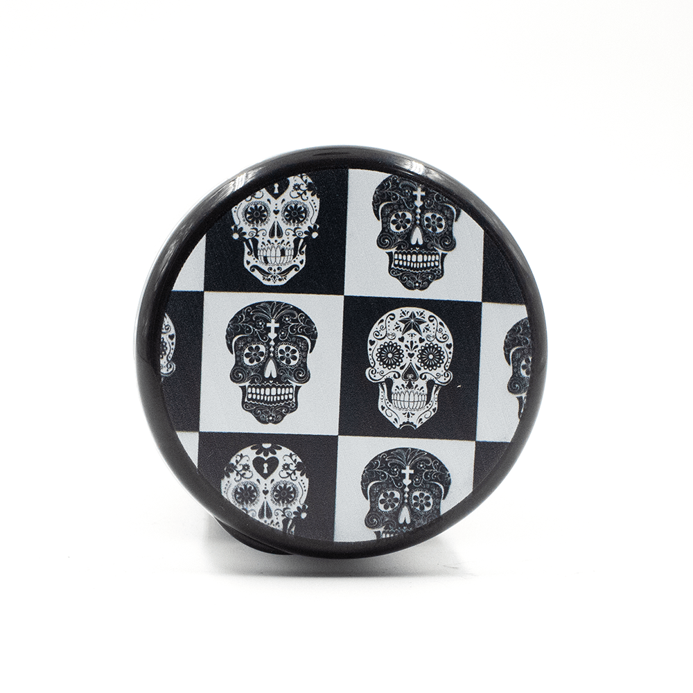 ASHTRAY- SUGAR SKUL BK/WH CHECK LID W/LED LIGHT The Bong Shop