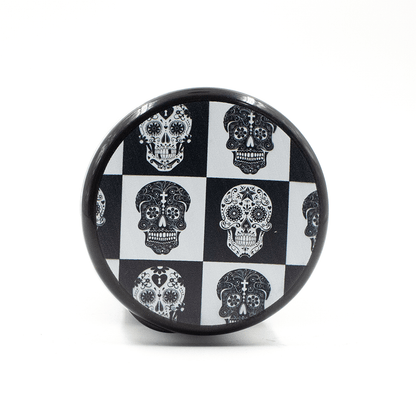 ASHTRAY- SUGAR SKUL BK/WH CHECK LID W/LED LIGHT The Bong Shop