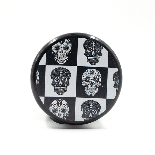 ASHTRAY- SUGAR SKUL BK/WH CHECK LID W/LED LIGHT The Bong Shop