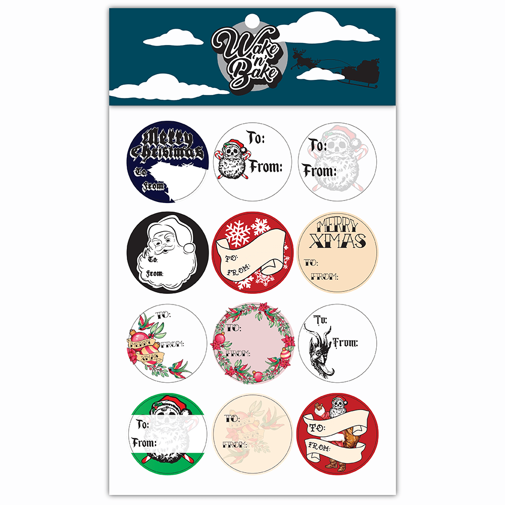 WAKE 'N' BAKE | 24 PACK OF TATTOO XMAS STICKERS Wake 'n' Bake