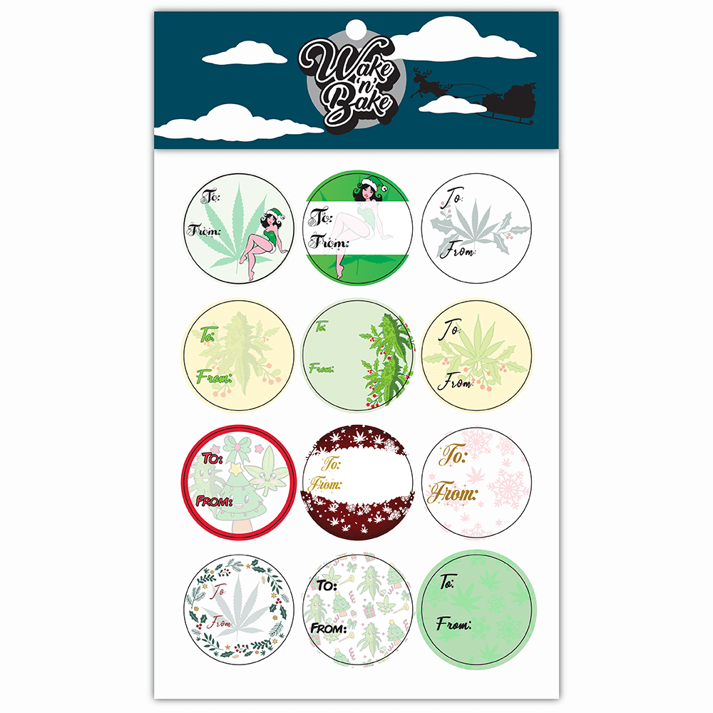 WAKE 'N' BAKE | 24 PACK OF 420 XMAS STICKERS Wake 'n' Bake
