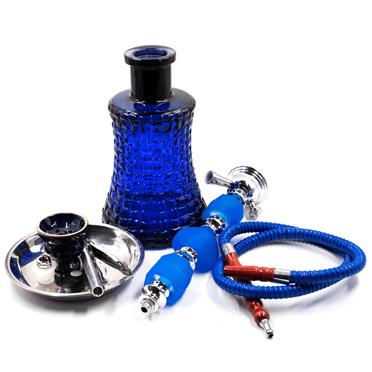 HOOKAH- 1 HOSE PERFUME BLUE GLASS 57CM BOXED The Bong Shop