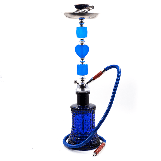 HOOKAH- 1 HOSE PERFUME BLUE GLASS 57CM BOXED The Bong Shop