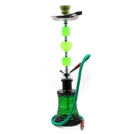 HOOKAH-1 HOSE PERFUME GREEN GLASS 57CM BOXED The Bong Shop