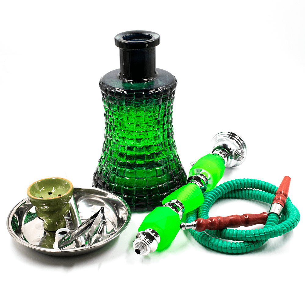 HOOKAH-1 HOSE PERFUME GREEN GLASS 57CM BOXED The Bong Shop