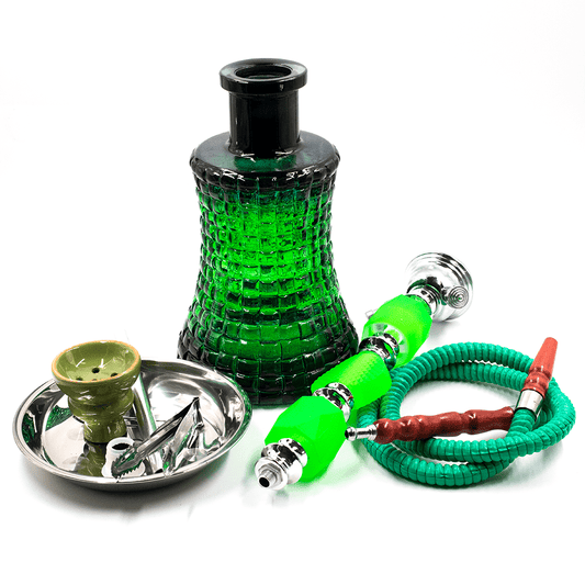 HOOKAH-1 HOSE PERFUME GREEN GLASS 57CM BOXED The Bong Shop