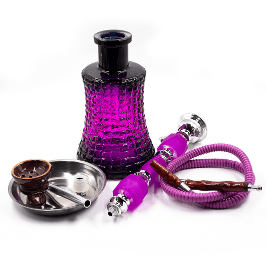 HOOKAH-1 HOSE PERFUME PURPLE GLASS 57CM BOXED The Bong Shop