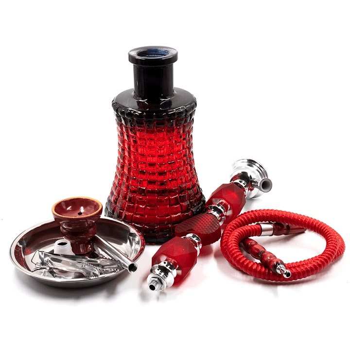 HOOKAH- 1 HOSE PERFUME RED GLASS 57CM BOXED The Bong Shop