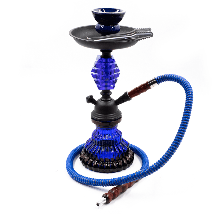 HOOKAH- 1 HOSE CHANDELIER BLUE GLASS 55CM The Bong Shop