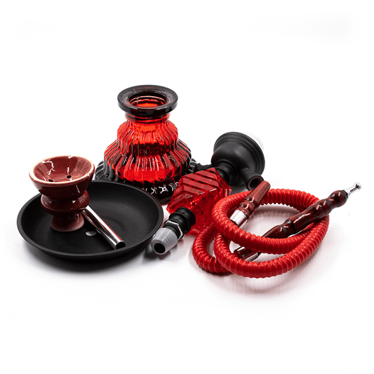 HOOKAH-1 HOSE CHANDELIER RED GLASS 55CM The Bong Shop
