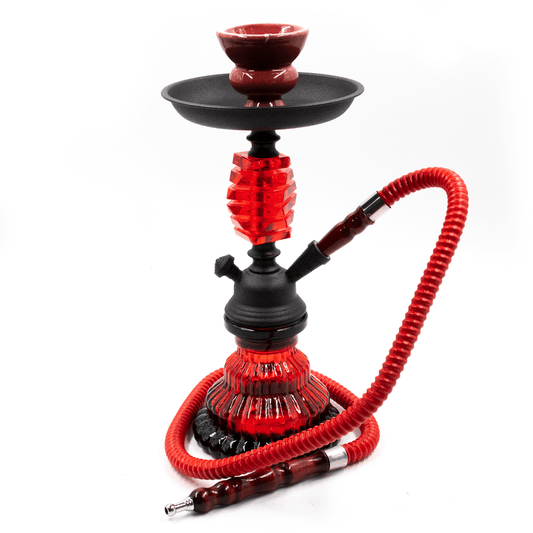 HOOKAH-1 HOSE CHANDELIER RED GLASS 55CM The Bong Shop