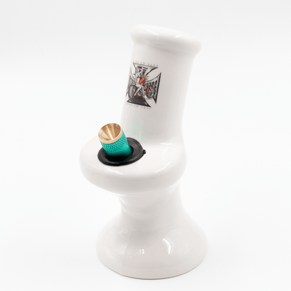 Ride Em Hard Iron Cross Ceramic Bong - White The Bong Shop