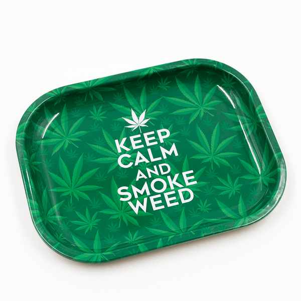 Rolling Tray - Keep Calm And Smoke Weed Green 18 X 14cm The Bong Shop