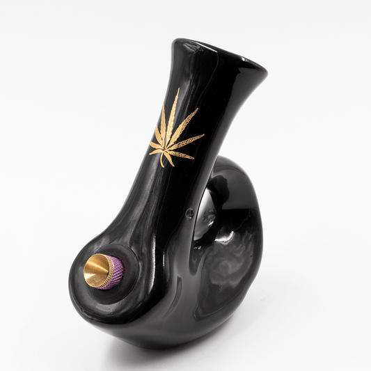 Walking Man Ceramic Bong - Black (Gold Leaf) Waterfall