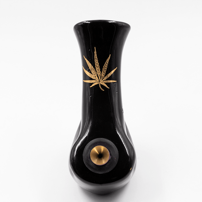 Walking Man Ceramic Bong - Black (Gold Leaf) Waterfall