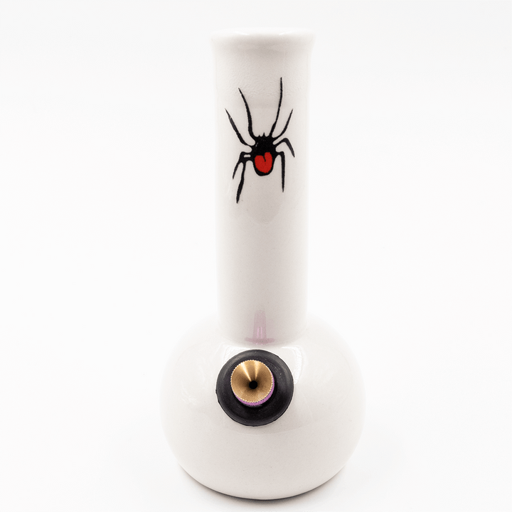 Hemisphere Ceramic Bong - White (Spider) Waterfall