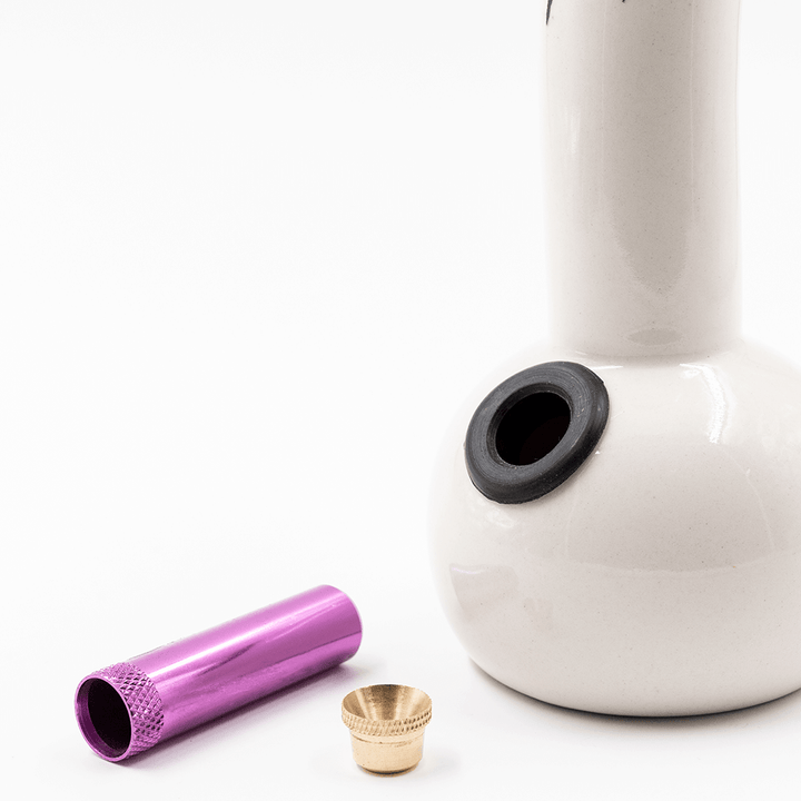 Hemisphere Ceramic Bong - White (Spider) Waterfall