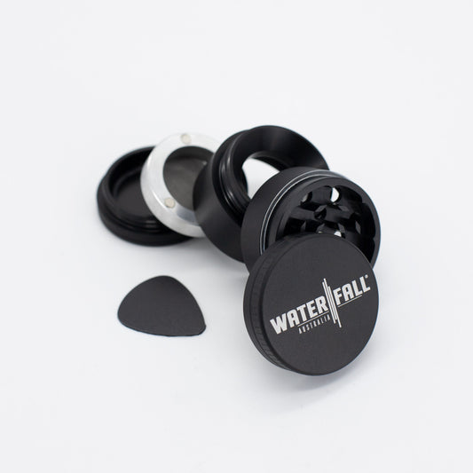 Four-Part Aluminium Grinder with Removable Screen - Matte Black (43mm) Waterfall