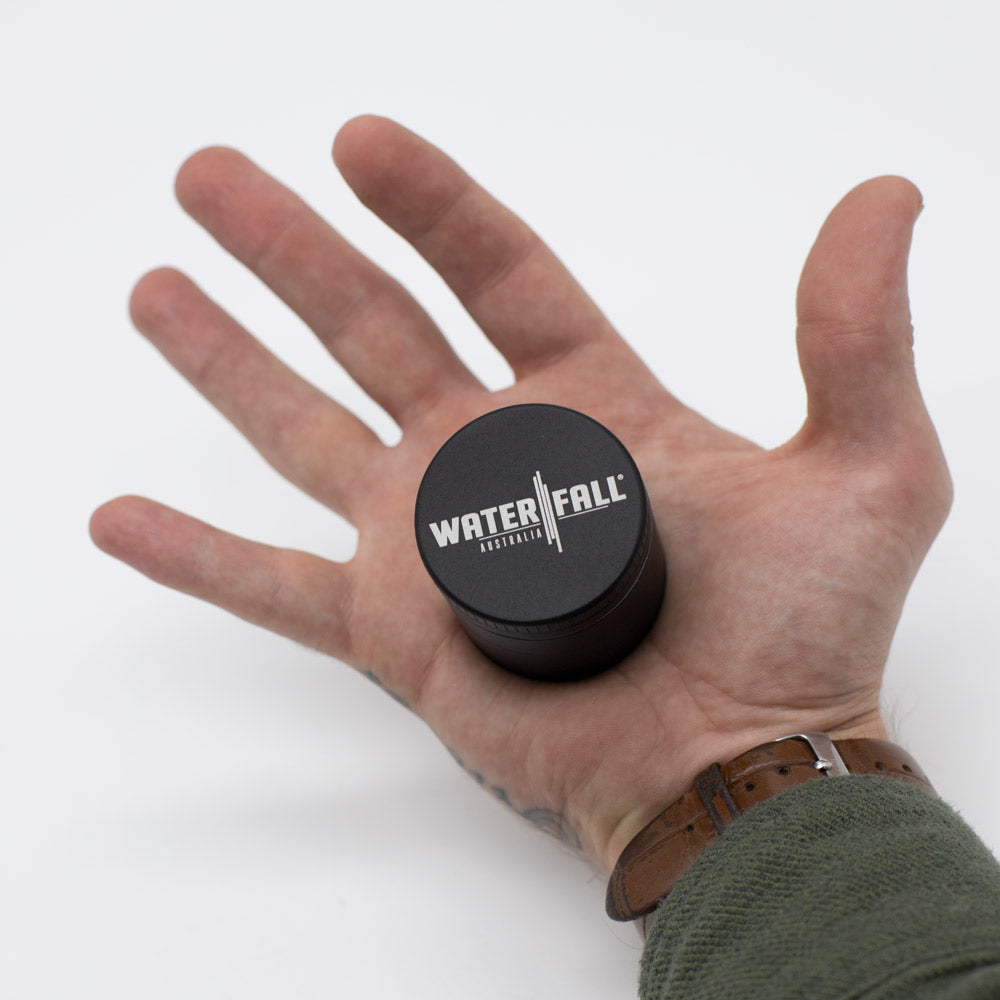 Four-Part Aluminium Grinder with Removable Screen - Matte Black (43mm) Waterfall