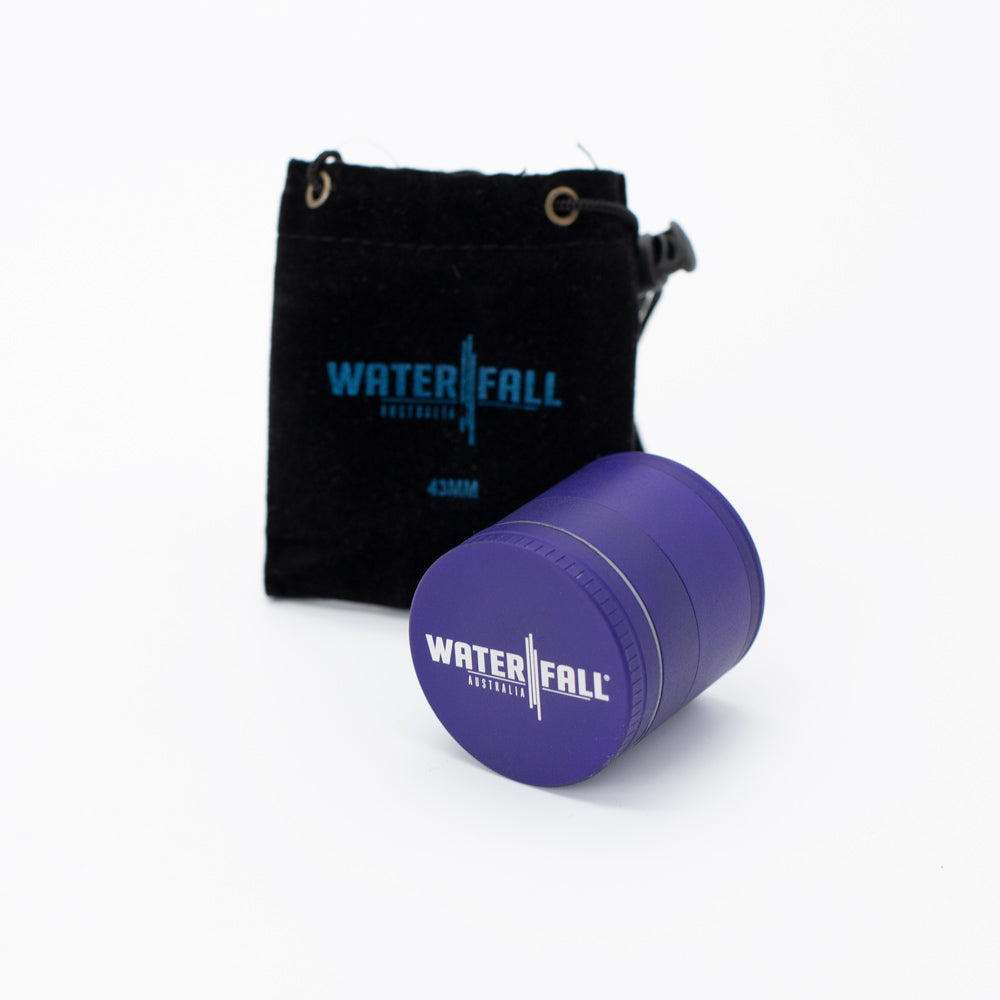 Four-Part Aluminium Grinder with Removable Screen - Matte Blue (43mm) Waterfall